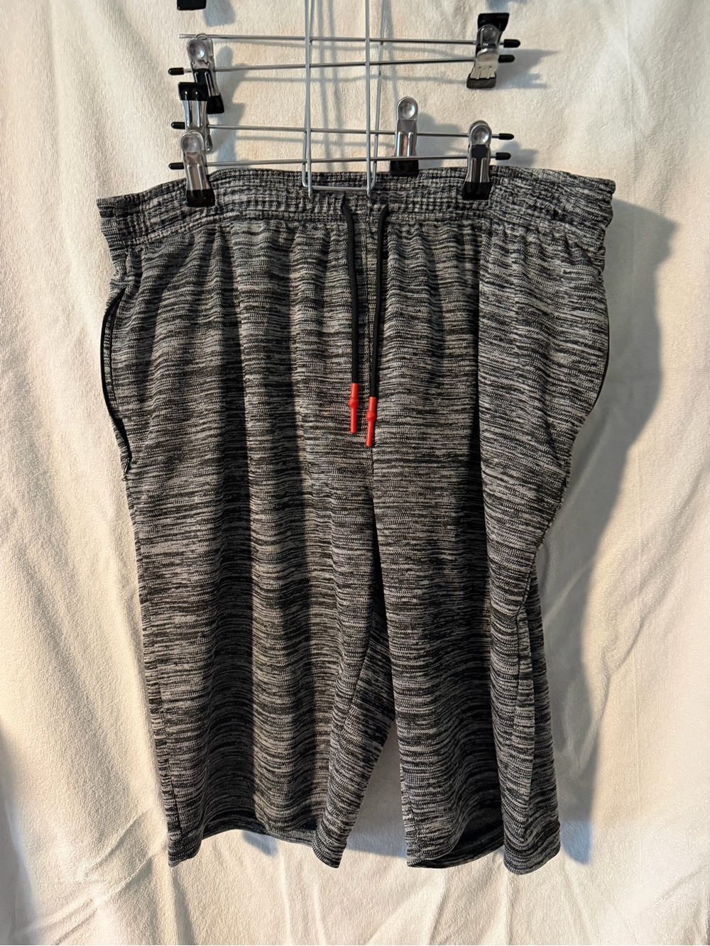 RBX Men’s Athletic Shorts in Black Heather with Red Accents